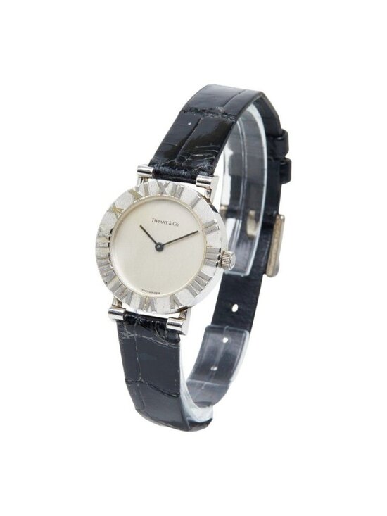 Tiffany & Co Atlas Watch Silver Leather